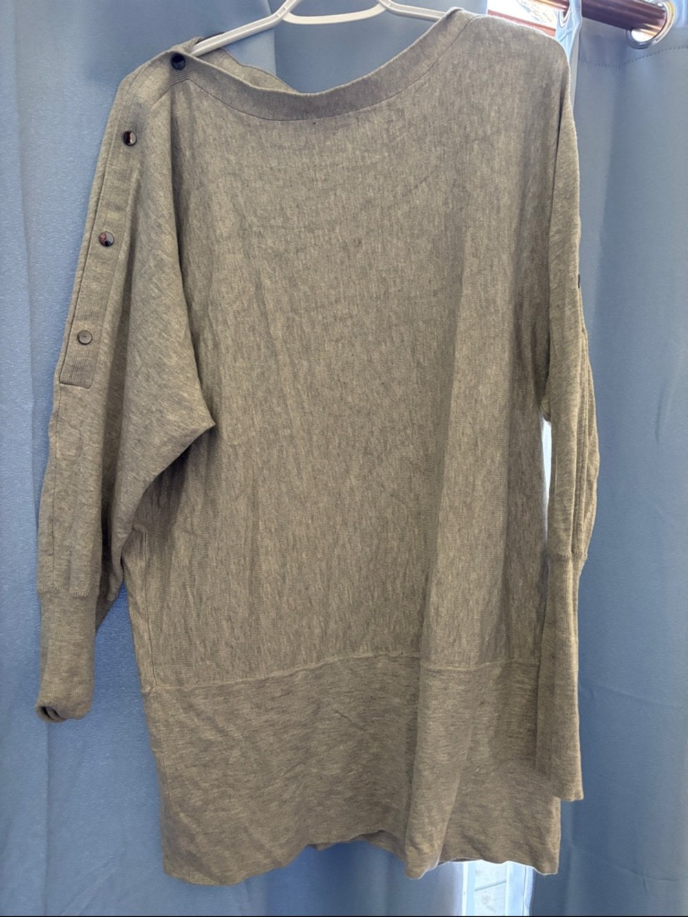 Seraphine Heather Gray Knit Top with Purple Brand Ribbon